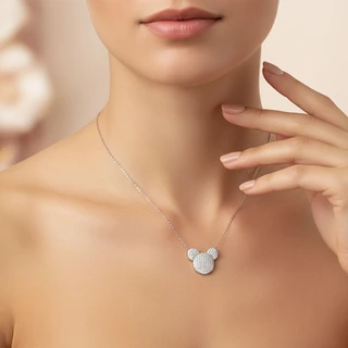 שרשרת מיקי מכסף משובץ