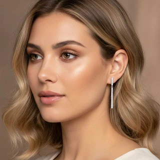 זוג עגילים נופלים קייט מכסף משובץ