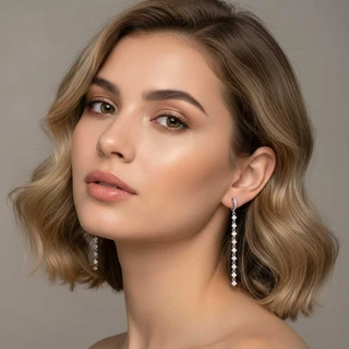 זוג עגילים נופלים אליס מכסף משובץ