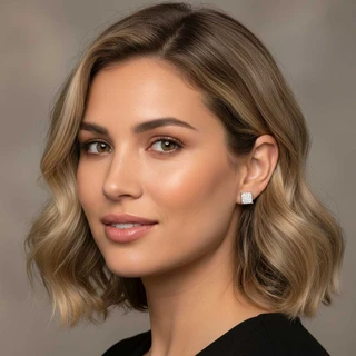 זוג עגילים מרובעים מכסף משובץ