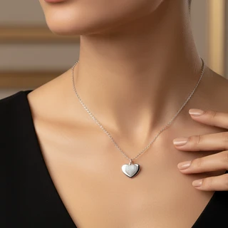 שרשרת לב מכסף בחריטה אישית - דגם H8