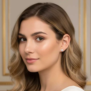 זוג עגילים סוליטר מכסף משובץ