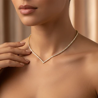 שרשרת טניס V גולדפילד משובץ