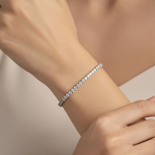 צמיד טניס מכסף משובץ דגם T2