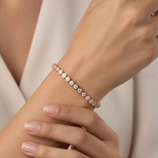 צמיד טניס עיגולים רוז גולד משובץ דגם T3