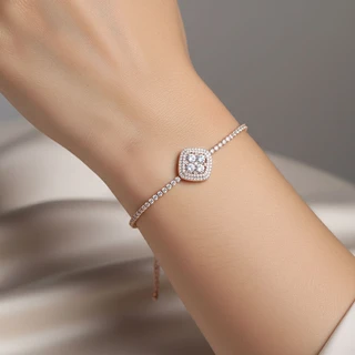 צמיד קרוליין רוז גולד משובץ