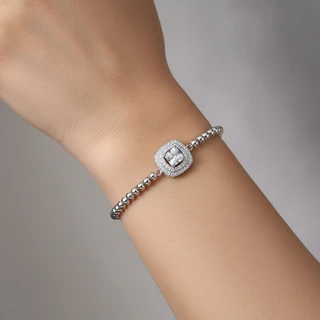 צמיד כדורים קיילי מכסף משובץ