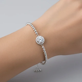 צמיד כדורים אלין מכסף משובץ