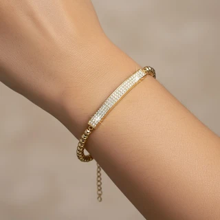 צמיד פלטה כדורים גולדפילד משובץ