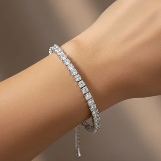 צמיד טניס מכסף משובץ דגם T1