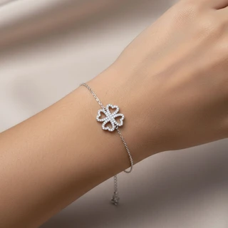 צמיד תילתן מכסף משובץ