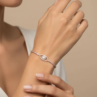 צמיד עין הרע רוז גולד משובץ