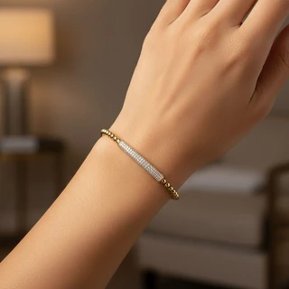 צמיד פלטה כדורים גולדפילד משובץ דגם B50