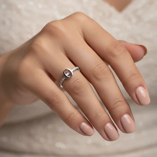 טבעת אות O מכסף משובץ