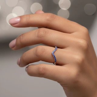 טבעת ונסה מכסף בשיבוץ כחול