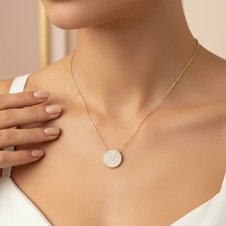 שרשרת עיגול גולדפילד משובץ