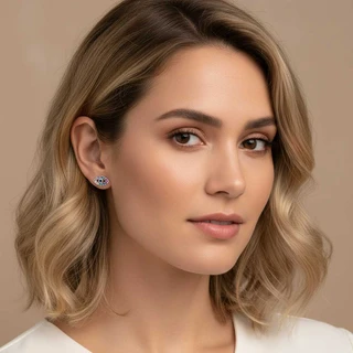 זוג עגילים עין הרע צבעוניות מכסף משובץ