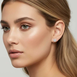 זוג עגילים זואי מכסף משובץ