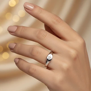 טבעת בל מכסף משובץ