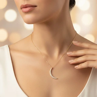 שרשרת ירח גולדפילד משובץ