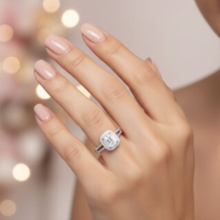 טבעת אמילי מכסף משובץ