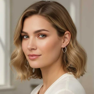 זוג עגילים חישוק אריאנה 3 ס"מ מכסף משובץ