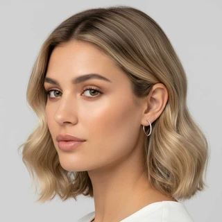 זוג עגילים חישוק טיילור 3 ס"מ מכסף משובץ