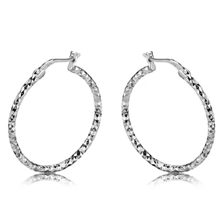 זוג עגילים חישוק אריאנה 3 ס"מ מכסף משובץ