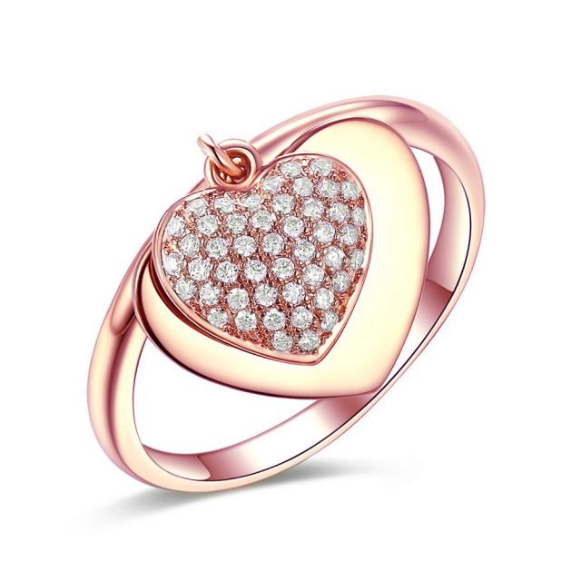 טבעת לב רוז גולד בחריטה אישית דגם H8