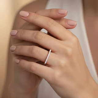 טבעת דייזי רוז גולד משובץ