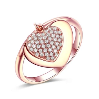 טבעת לב רוז גולד בחריטה אישית דגם H8