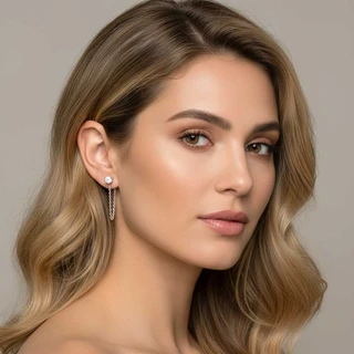 זוג עגילים לילי מכסף משובץ