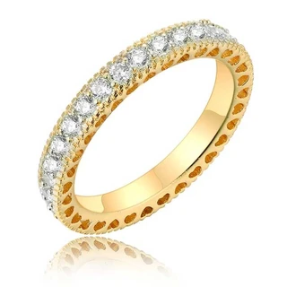 טבעת חישוק מעוטרת מזהב צהוב 14K בשיבוץ זירקונים