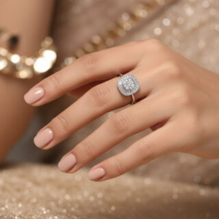 טבעת אפריל מכסף משובץ