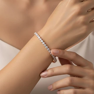 צמיד טניס מפלדת אל חלד בציפוי זהב אדום דגם B220