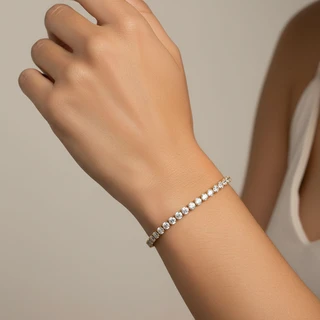 צמיד טניס מפלדת אל חלד בציפוי זהב דגם B220