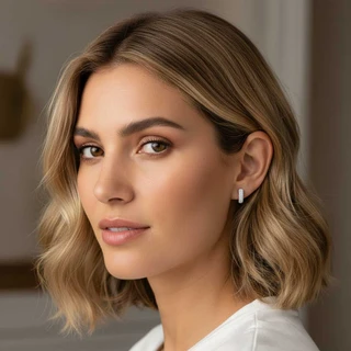 זוג עגילים אלונה מכסף משובץ