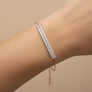 צמיד גולדפילד רוז גולד פלטה משובצת דגם B69