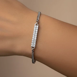 צמיד גורמט נינה מכסף משובץ