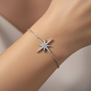 צמיד קרח מכסף משובץ