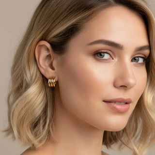 זוג עגילים קלרה בציפוי זהב