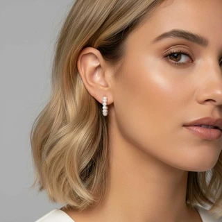 זוג עגילים קנדל 2.0 ס"מ בציפוי זהב ופנינים מלאכותיות