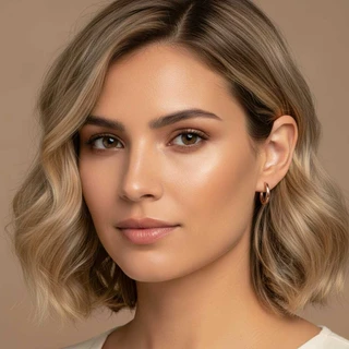 זוג עגילים חישוק C5 בציפוי רוז גולד