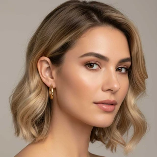 זוג עגילים חישוק 3.8 ס"מ בציפוי זהב C7