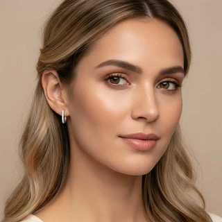 זוג עגילים אנדי מכסף משובץ