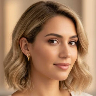 זוג עגילים אלינה בציפוי זהב