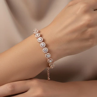 צמיד אן רוז גולד משובץ