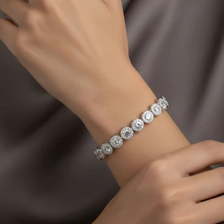 צמיד אינס מכסף משובץ