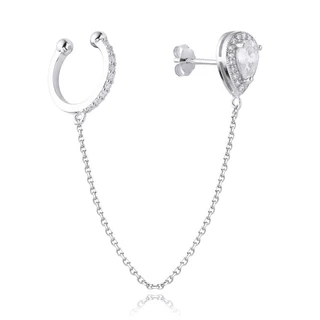 עגיל לייסי מכסף משובץ