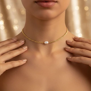 שרשרת אוליביה עם תליון פנינה מלאכותית